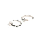 El Regalo 2 Pairs Tribal Oxidized Half Hoop Earrings, Huggie Earrings- Hammered Bohemian Oxidized German Silver Baali Earrings (Option-1)