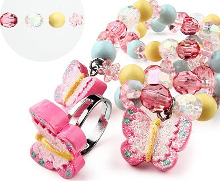 El Regalo Butterfly Girls Jewelry Set- Cute Princess Butterfly Necklace, Bracelet & Ring Jewelry Set for Kids/Toddlers