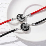 El Regalo 2PCs Sun Moon Luminous Couple Bracelets Set For Unisex Adult- Glow at Night Sun, Moon, Star Pinky Promise Bracelets (2 Black)