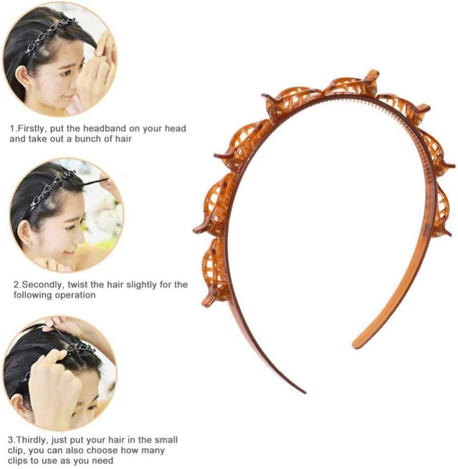 El Regalo Hair Styling Twist Clip Hairband- Brown Hair Styling Twist Clip Barrette Braid Tool Magic Hair Accessories Party Casual Headband for Girls