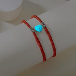 El Regalo 2PCs Luminous Hearts Love Couple Best Friend Hand Woven Adjustable Bracelets Set- BFF Glow in Dark Jewelry (No Tapping) (Red)