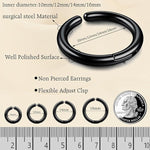 El Regalo 3 Pairs of Unisex Non-Piercing, Clip On Earrings for Girls/Boys/Men/Wome- Surgical Stainless Steel Hypoallergenic Huggie Fake Earrings (Black)