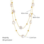 El Regalo Stainless Steel 2in1 Large Pearl Double Layered Pendant Necklace For Girls & Women- Anti Tarnish Pearls Layered Necklace