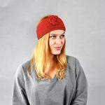 El Regalo's 1PC Winter Crochet Knitted Headwrap Headband with 3D flower & Button for Girls & Women- Ear Warmer Hair Muffs Band | Winter Designer Headbands for Teens & Women (Red)