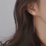 El Regalo Gold Plated Plated Minimalist Long Thin Tassel Elegant Threader Dangle Chain Earrings for Girls & Women (Star Stud Tassel)