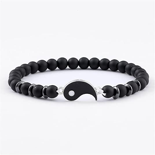 El Regalo 2 PCs Natural Stone Beads Stretchable Bracelets for Best Friends/Couples/Besties BFF Boyfriend Girlfriend