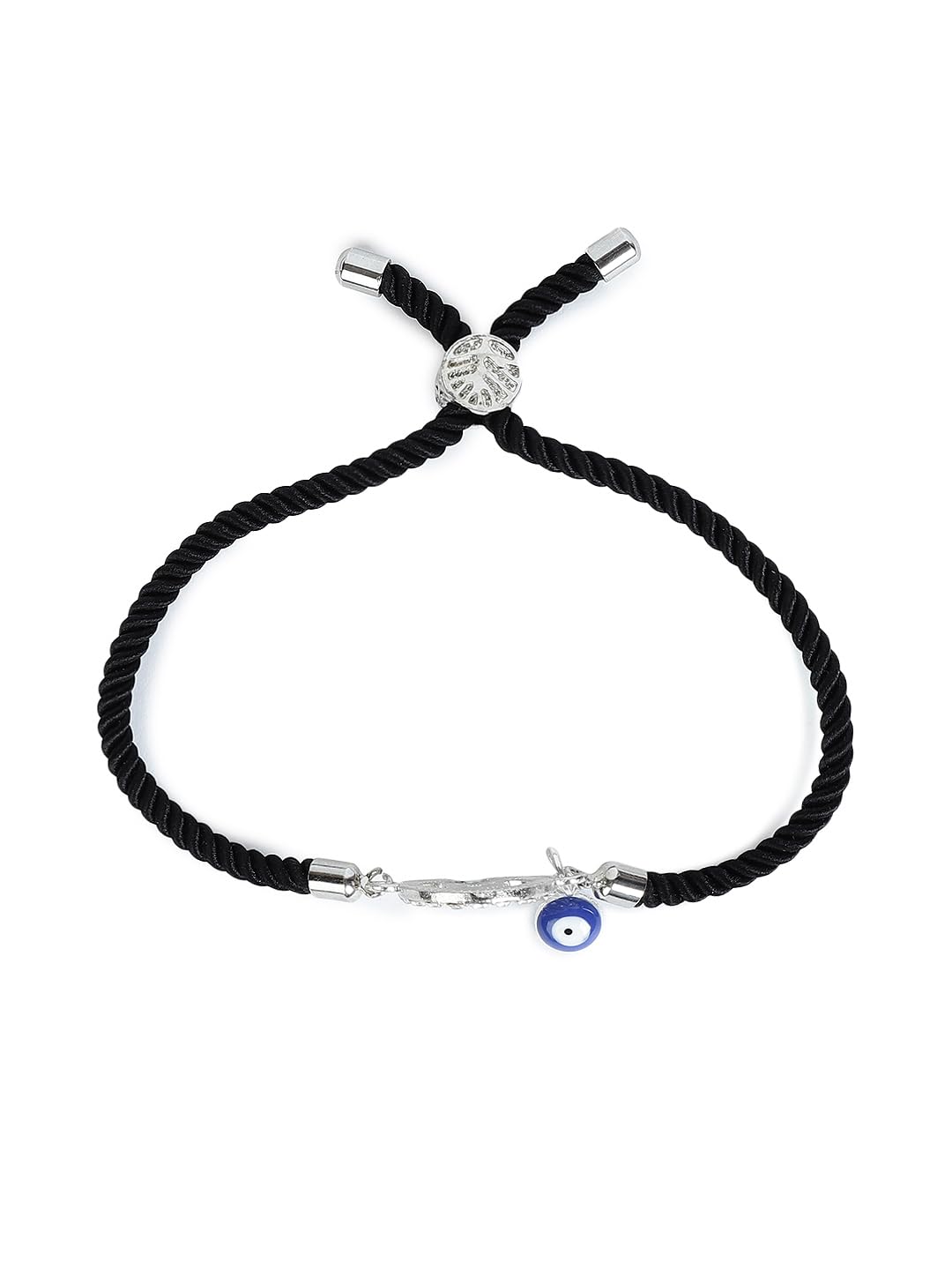 El Regalo Name Initials Evil Eye Bracelet Rakhi for Brother- Name Letter CZ Rakhi with Roli Chawal, Message Card in Rakshabandhan Box for Bhai (Black-R)