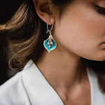 El Regalo Enamel Glaze Orchid Leaf Pearl Hook Earrings for Girls & Women- Retro Tassel Pearl Orchid Earrings