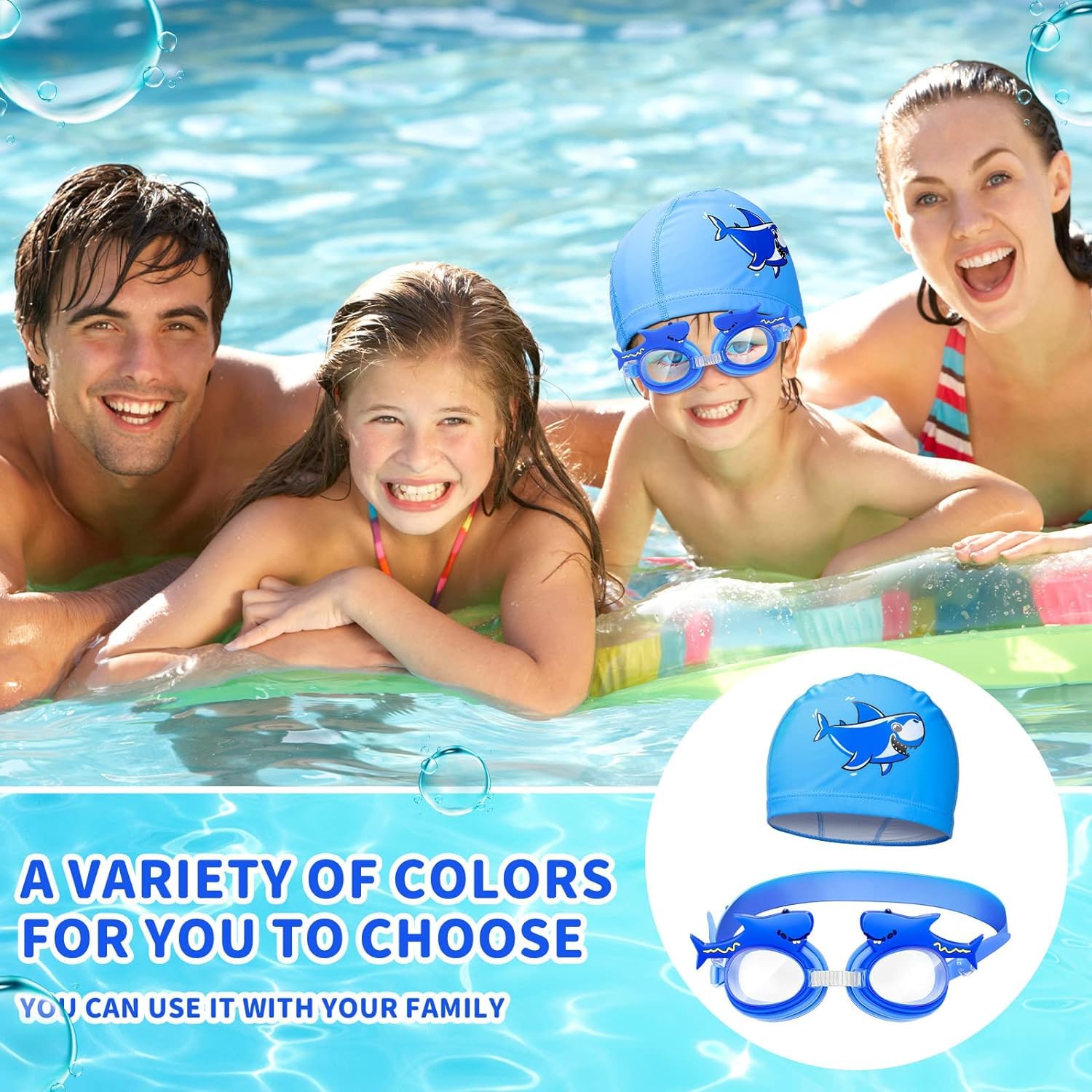 El Regalo Kids Cute Animal Cartoon Swimming Goggles for Girls & Boys- Kids/Toddlers Swim Goggles (upto 10 Years Old) (Shark Swim Goggle)