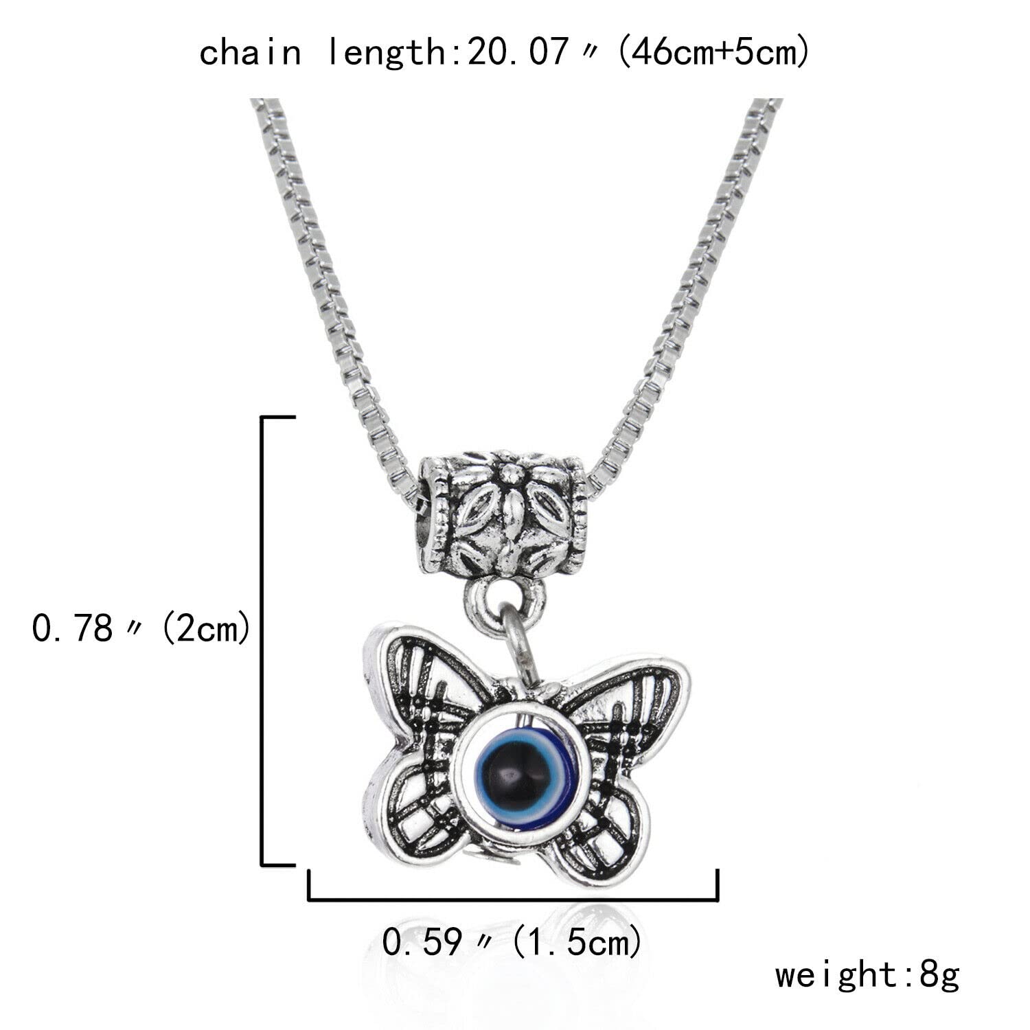 El Regalo Womens 6 Pcs Evil Eye Protection Pendant Necklaces For All - Butterfly, Elephant, Turtle, Elephant, Owl, Hamsa Hand & Eye