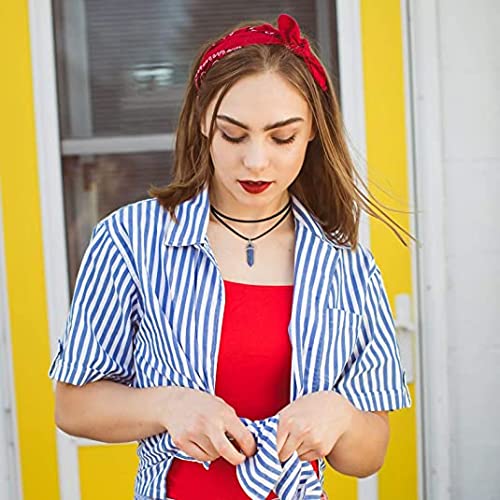 El Regalo Choker Necklace for Girls & Women | Black Wrap Velvet Choker with Healing Stones Women Girls Everyday Boho Necklace Gift Her Jewelry Hippie Crystal (Turquoise Blue)