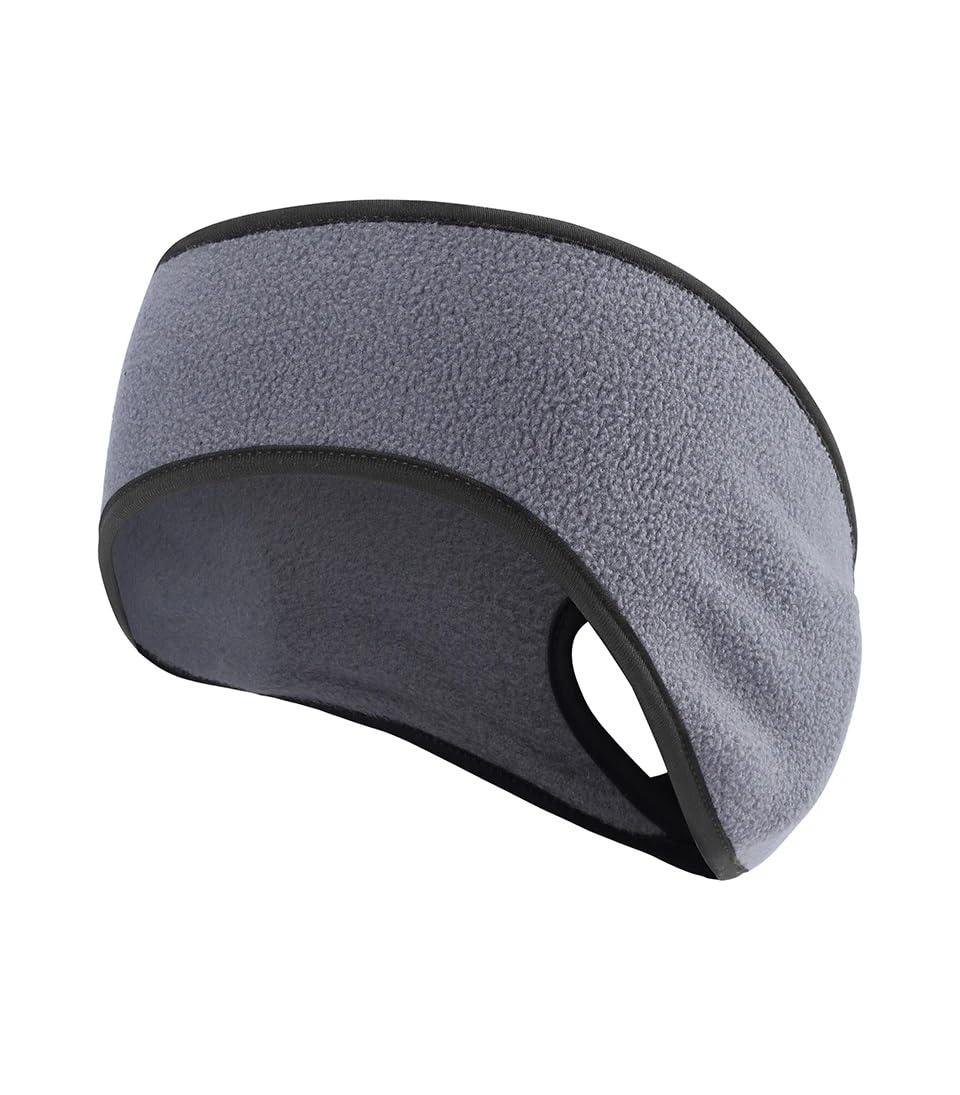El Regalo 2 PCs Winter Fleece Ponytail Headbands- Ear Warmer/Earmuff Headbands with Ponytail for Men, Women, Girls, Boys Fleece Ear Warmers Headband for Cold Weather Ski Yoga (Grey & Blue)