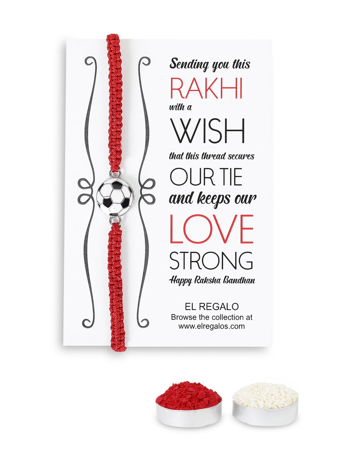 El Regalo 1PC Sports Balls Rakhi for Brother- Cute & Fancy Balls Bracelet Rakhi for Sports Lover Brother with Roli Chawal in Rakhi Gift Box (Soccer Ball)