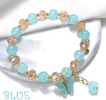 El Regalo 1 PC Butterfly Sparkly Crystal Beads Tassel Bracelet With Cute Enamel Butterfly Charms for Girls/Teens/Women (Blue)