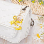 El Regalo Personalized Name Initials Natural Flowers & Bee Charm Keychain - Custom Letter Keyring with Daisy Flower & Honey Bee Pendant, Purse, Bag, Backpack Accessory (Letter S)