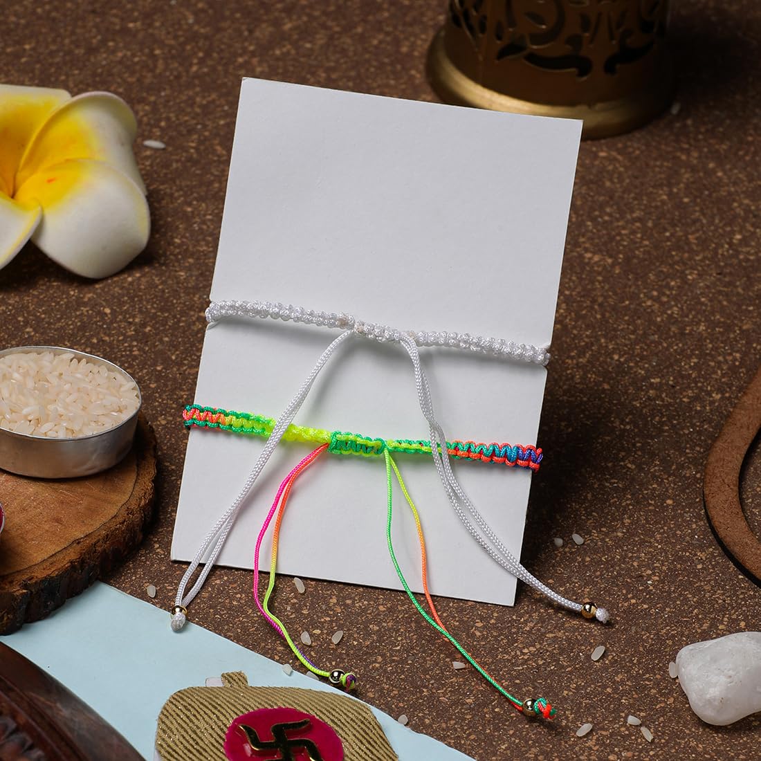 El Regalo 2 PCs Evil Eye Hamsa Hand Couple Rakhi Set for Bhaiya & Bhabhi- Bhaiya Bhabhi Rakhi Combo with Roli Chawal, Rakhi Message Card in Rakhi Gift Box (Option-1)