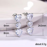 El Regalo Triple Heart CZ Dangle Earrings for Women | Romantic 3-Tier Heart Drop Earrings | Sparkling Cubic Zirconia Crystal Earrings | Valentine's Day, Anniversary & Gift Jewelry
