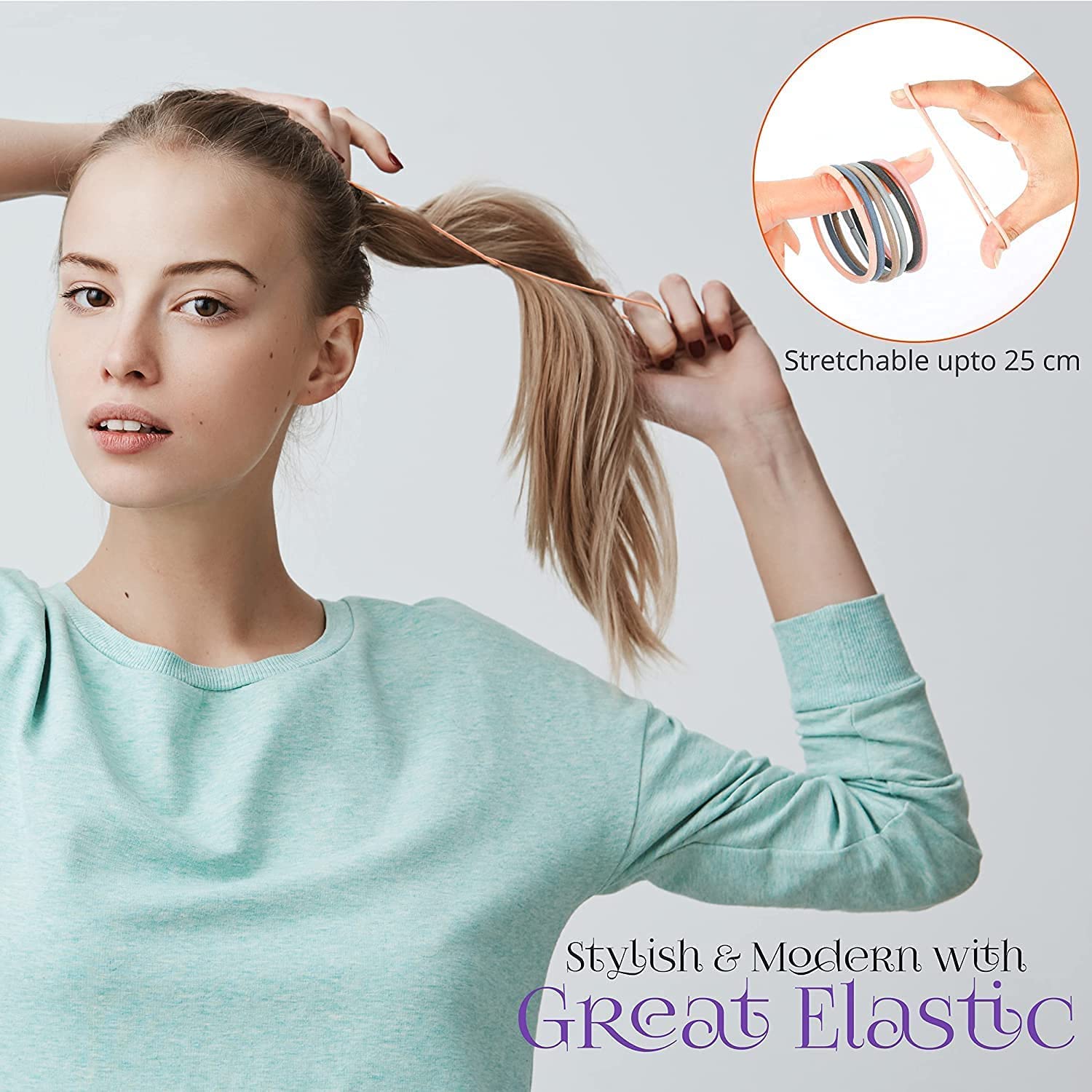 El Regalo 100pcs/pack Simple Rubber Bands- Thin Elastic Hair Ties Seamless 3mm Ponytail Soft & Elastic, No Damage Hair Rubberbands For Kids/Girls/Women (Multi)