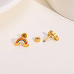 El Regalo 2 Pairs Waterproof Red Strawberry & Cloud Rainbow Stud Earrings for Women Teens Girls - Stainless Steel Hypoallergenic Dainty Small Piercing Earrings Search this page (Gold & Silver- B)