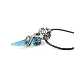 El Regalo Unisex Tooth Pendant Necklaces | Stainless Steel Crystal Pendant Adjustable Black Cord Unisex Necklace for Women & Men (Blue)