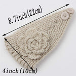 El Regalo 2 PCs Knitted Flower Warm Winter Woolen Headband with Buttons for Face Mask Cover | Cold Weather Hair Accessories Head Wrap | Winter Headbands for Girls & Women (Pack of 2) (White & Coffee)