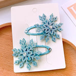 El Regalo 4 PCs Beautiful Snowflake Hair Pins - Snowflake Hair Clips Blue White Christmas Hair Accessories Xmas Rhinestone Hairpin Glitter Snowflake Barrettes (Big Snowflakes)