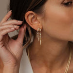 El Regalo Elegant Triple Huggie Hoop Earrings for Girls & Women | Illusion 3-in-1 Stacked Drop Earrings with Dangle Charms | Single Piercing Statement Jewellery | Ideal Gift for Girls & Women