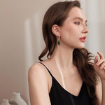 El Regalo Luxury 18K Gold Plated Emerald Green Teardrop Statement Earrings for Women | Sparkling Crystal Studded C-Hoop Dangle Earrings | Elegant Party & Wedding Jewelry Gift for Her