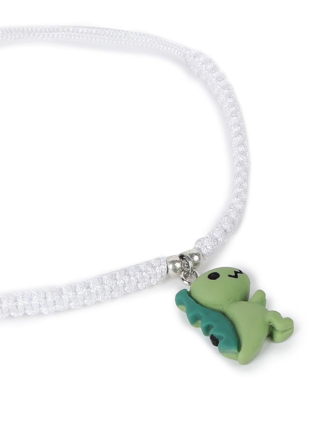 El Regalo 2PCs Cute Kids Dinosaur Bracelets Rakhi Combo for Brother with Roli Chawal, Rakhi Message Card in Rakhi Gift Box (Orange, Green)