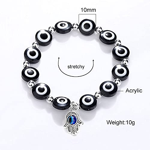 El Regalo Unisex 2PCs Evil Eye Hamsa Bracelets Set | Lucky Evil Eye Designer Protection Bracelets Set in Blue & Black