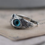 El Regalo Women Adjustable Eye Owl Ring- Retro Gothic Trendy Vintage Owl Band Finger Rings (Blue)