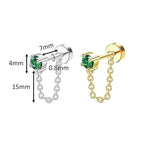 El Regalo Link Chain Earrings- Dangle Geometric Stainless Steel Drop Western Earrings for Women Girls (Golden Link Studs)