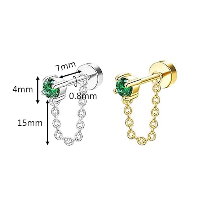 El Regalo Link Chain Earrings- Dangle Geometric Stainless Steel Drop Western Earrings for Women Girls (Golden Link Studs)