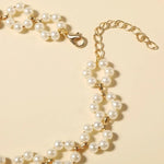 El Regalo Pearls Flowers Choker Necklace- Elegant Faux Pearls, Round Hollow Design Temperament Flower Choker Necklace for Girls & Women