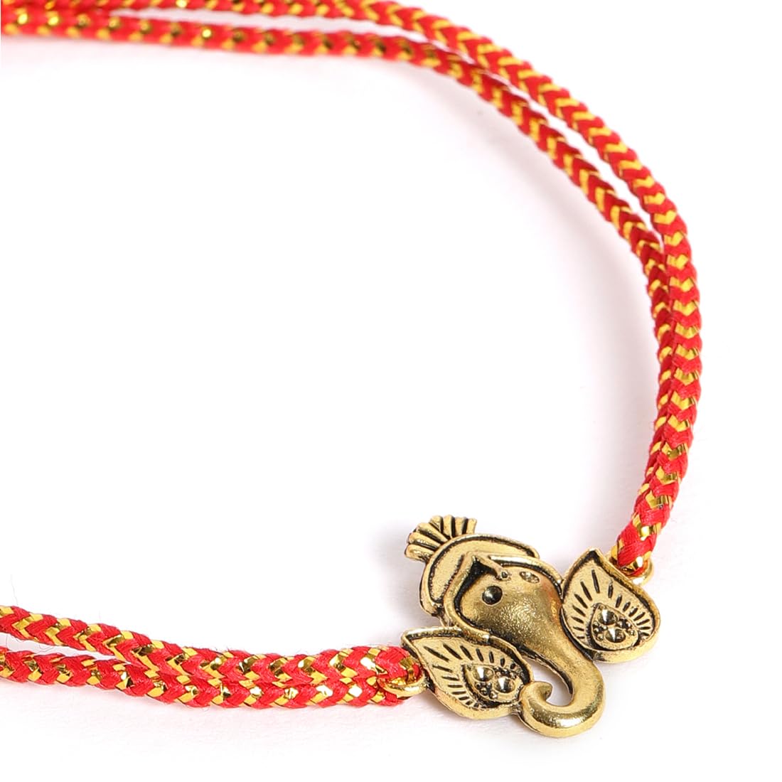 El Regalo OM Ganesha Red Thread Rakhi for Brother/Bhai/Bhaiya- Auspicious OM/Aum, Ganesha Rakhi with Roli Chawal Shagun, Rakhi Message Card in Rakhi Gift Box (Ganesha Red)