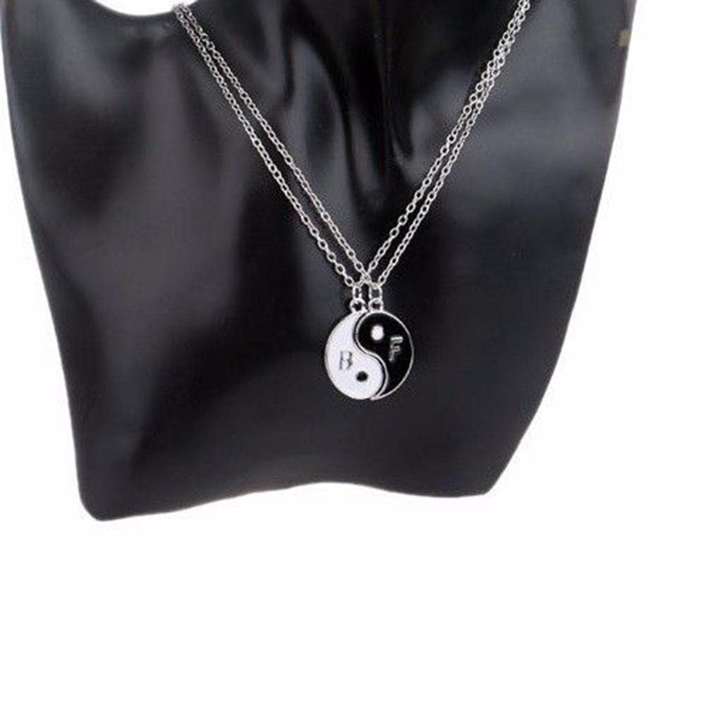 El Regalo 2 pack Yin Yang Couple Pendant Necklace Set with chain For Men and Women