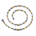 El Regalo Elegant Dual Tone Stainless Steel Unisex Rice Chain for Men & Women- Gold Silver Tone - Italian Dual Tone Rice Anti Tarnish/Waterproof Chain