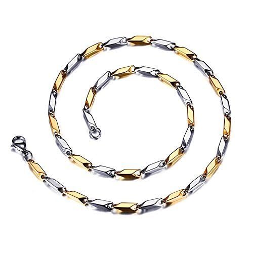 El Regalo Elegant Dual Tone Stainless Steel Unisex Rice Chain for Men & Women- Gold Silver Tone - Italian Dual Tone Rice Anti Tarnish/Waterproof Chain