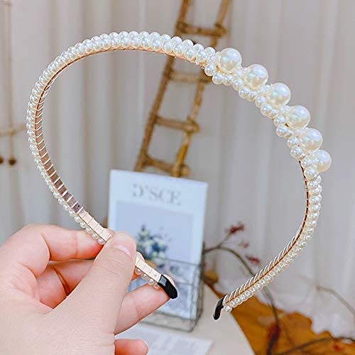 El Regalo Pearl Beads Decoration Plastic Hair Band for Kids, Girls and Women (Layered Pearls Hairband)