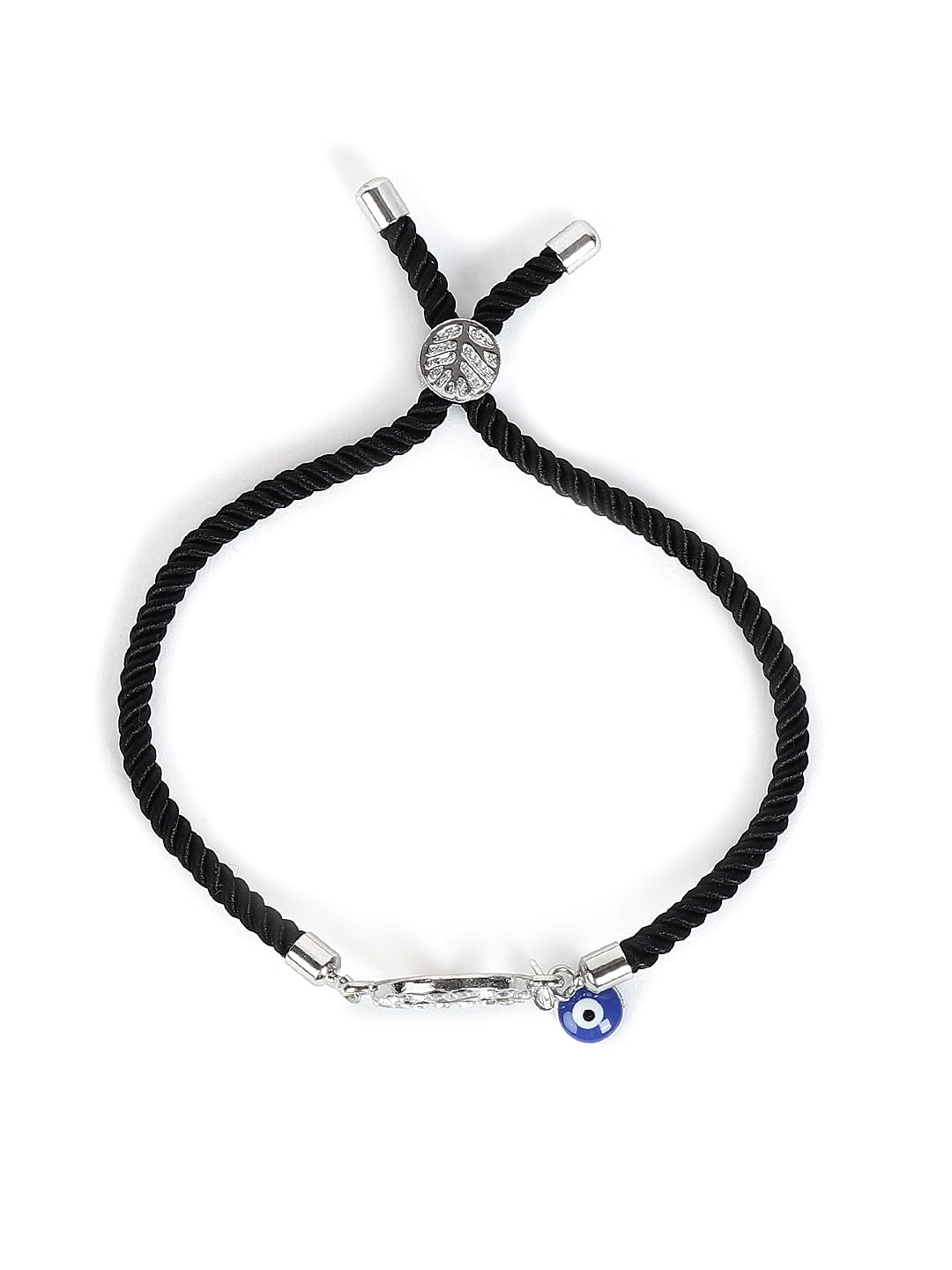 El Regalo Name Initials Evil Eye Bracelet Rakhi for Brother- Name Letter CZ Rakhi with Roli Chawal, Message Card in Rakshabandhan Box for Bhai (Black-V)