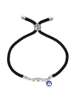 El Regalo Name Initials Evil Eye Bracelet Rakhi for Brother- Name Letter CZ Rakhi with Roli Chawal, Message Card in Rakshabandhan Box for Bhai (Black-S)