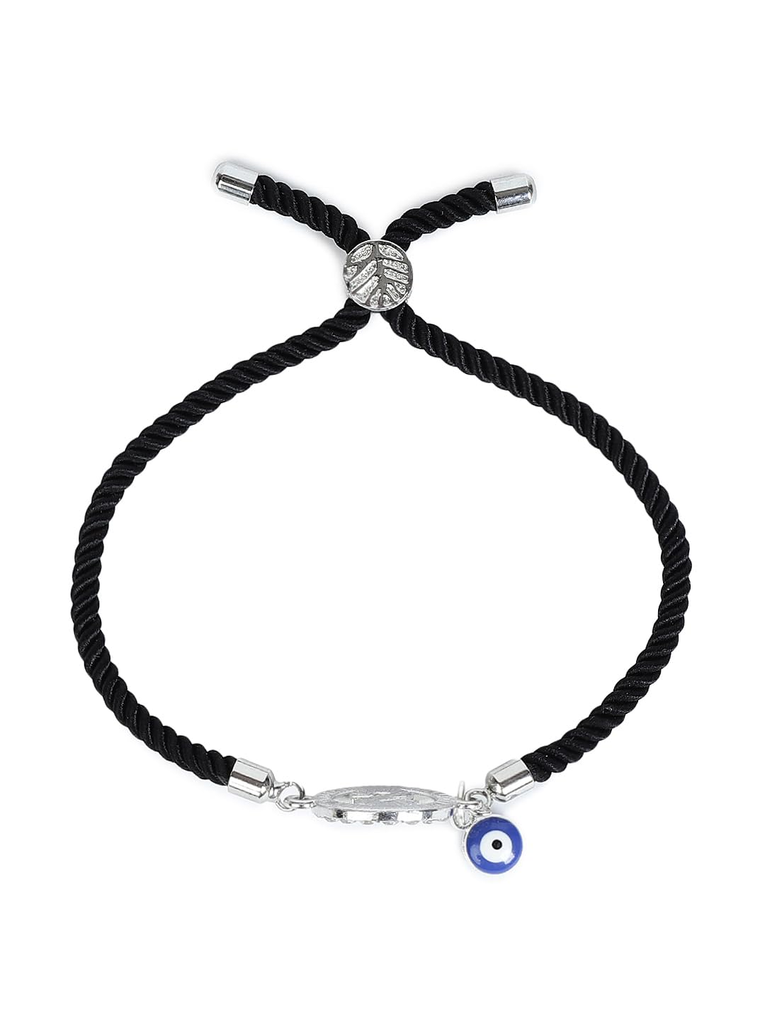 El Regalo Name Initials Evil Eye Bracelet Rakhi for Brother- Name Letter CZ Rakhi with Roli Chawal, Message Card in Rakshabandhan Box for Bhai (Black-S)