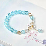 El Regalo 4PCs Cute Flower Bracelets- Shiny & Colorful Flower Charm Bracelets Set- Handmade Crystal Beaded Daisy Bracelets for Women Girls (Colors Option-1)