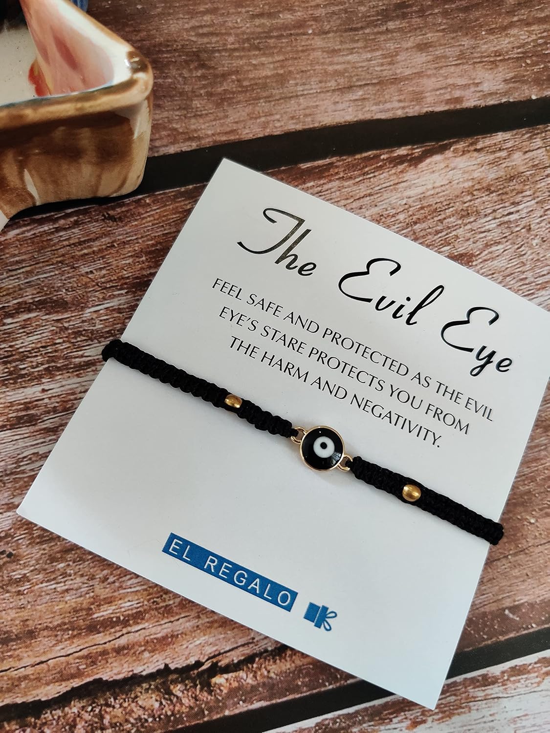 El Regalo Unisex-Adult Evil Eye Rakhi for Brother - Lucky Kabbalah Blue Turkish Macrame Bhaiya/Bhai/Brother/Nephew (Evil Eye Rakhi-Style 3)