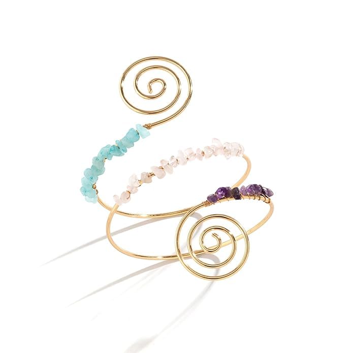 El Regalo Crystal Arm Cuff Gold Upper Arm Band Cuff Armlet - Open Cuff Armband Dainty Boho Bajuband for Women Girls