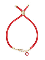 El Regalo Name Initials Evil Eye Bracelet Rakhi for Brother- Name Letter CZ Rakhi with Roli Chawal, Message Card in Rakshabandhan Box for Bhai (Red- V)