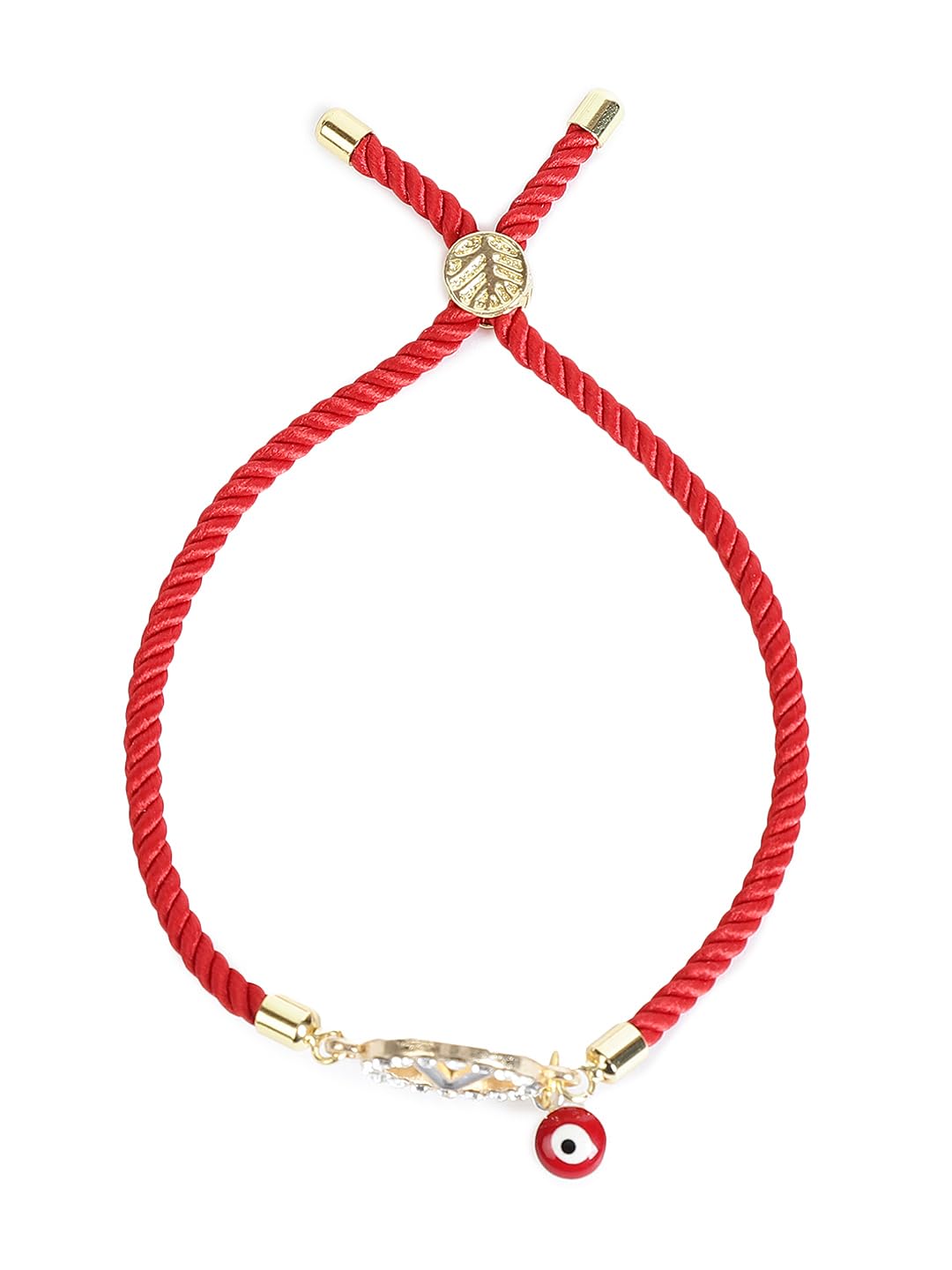 El Regalo Name Initials Evil Eye Bracelet Rakhi for Brother- Name Letter CZ Rakhi with Roli Chawal, Message Card in Rakshabandhan Box for Bhai (Red- V)