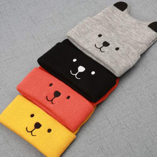 El Regalo 1 PC Toddler Baby Soft Caps | Beanie Earflaps Little Girl Boy Colorful Cartoon Bear Warm Knit Hat (1-3 Years) (Mustard Yellow)