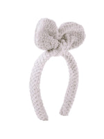 El Regalo 2 Cute Plush Fluffy Bow Hairbands | Bunny Ear Bow Headband/Hair Accessories for Girls (Off White & Gray)