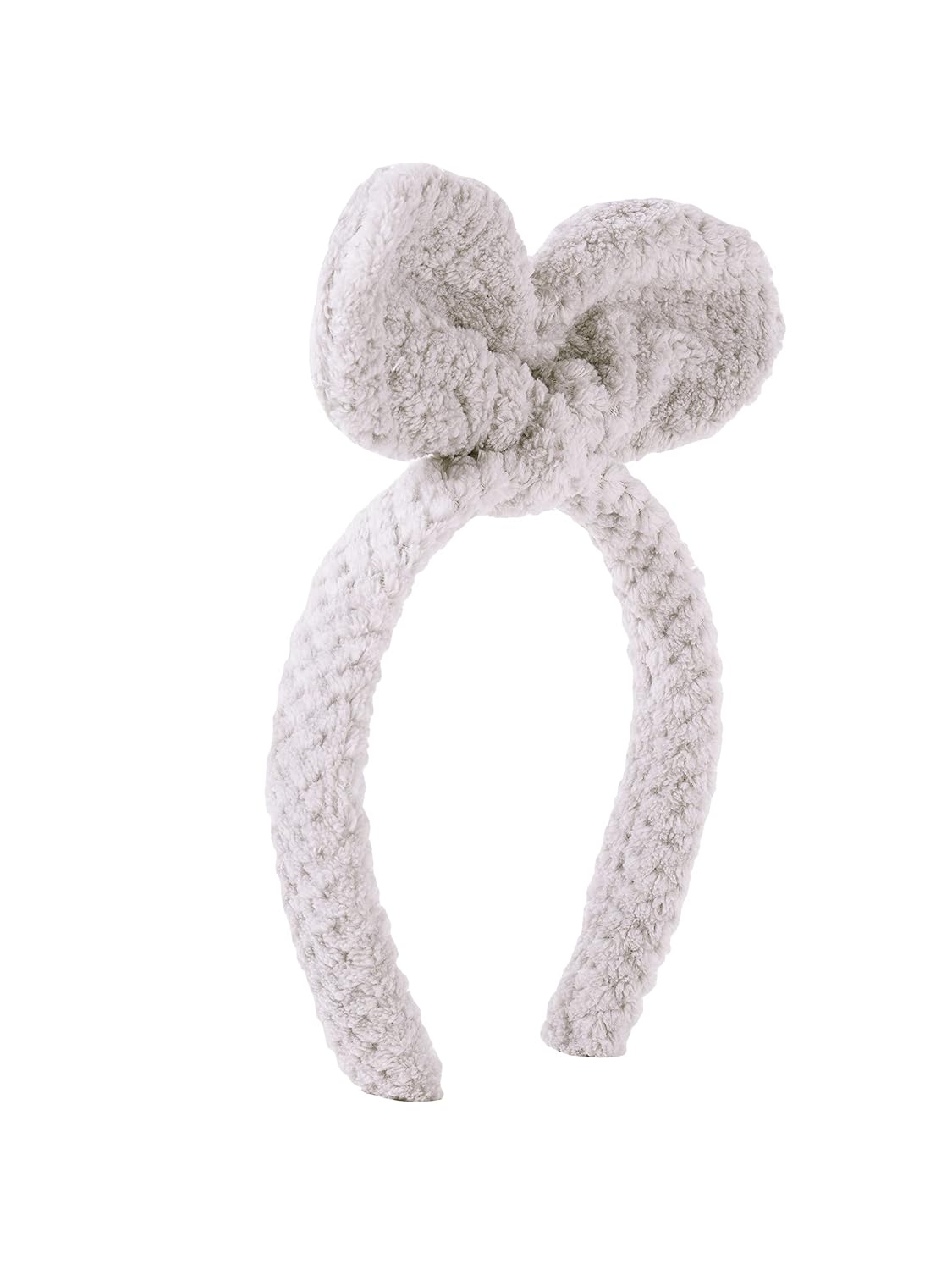 El Regalo 2 Cute Plush Fluffy Bow Hairbands | Bunny Ear Bow Headband/Hair Accessories for Girls (Off White & Gray)